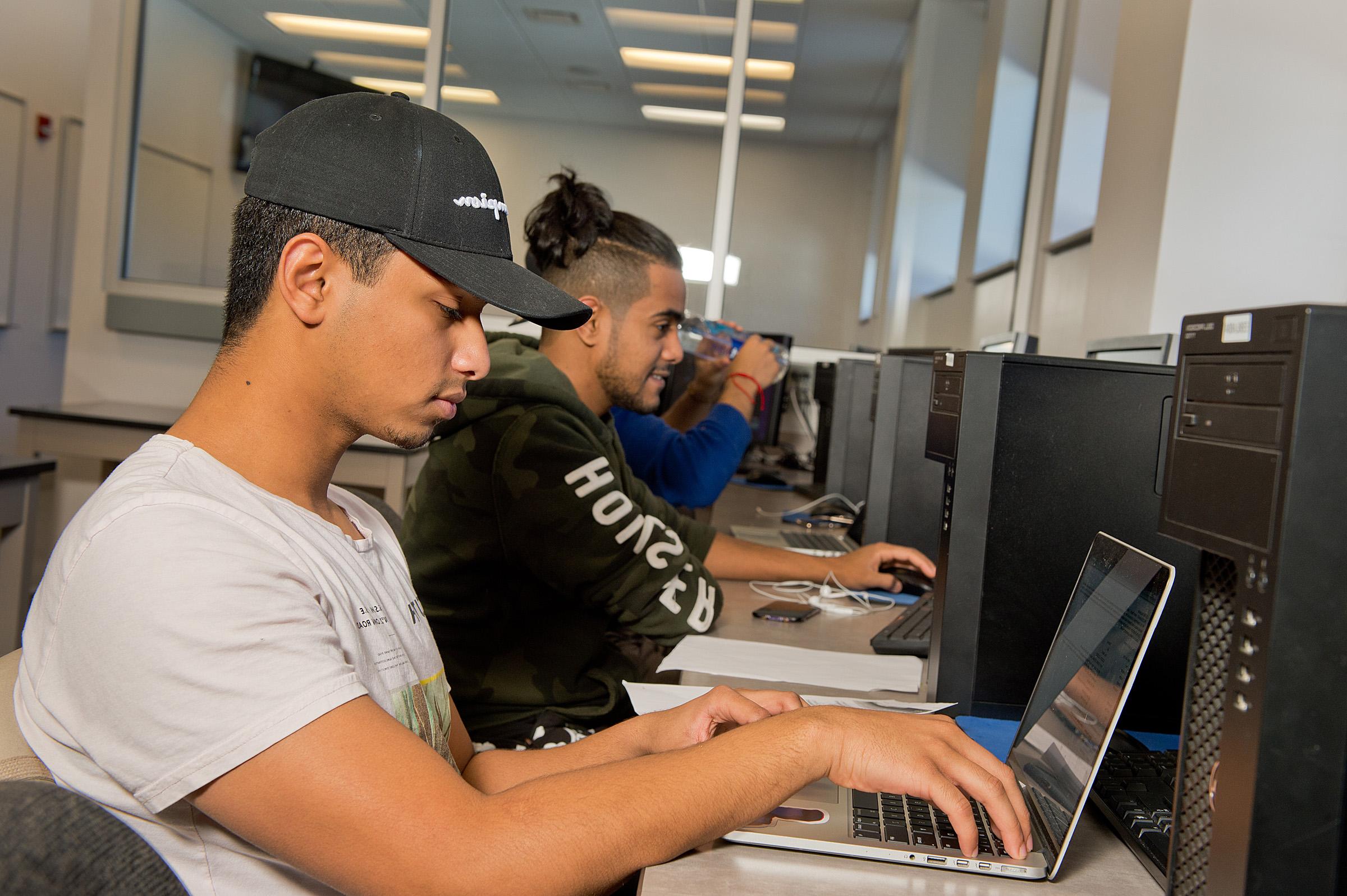 Student working on a computer